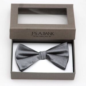 Jos A Bank Pre-Tied Bow Tie NWT grey 100%silk